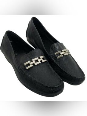 Talbots Black minimalist genuine Leather Slip-On Loafers